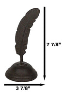 Rustic Cast Iron Brutalist Indian Eagle Feather On Ink Base Paperweight Figurine