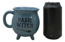 Wicca Magic Blue Basic Witch Broomstick Cauldron Ceramic Mug With Handle 16oz