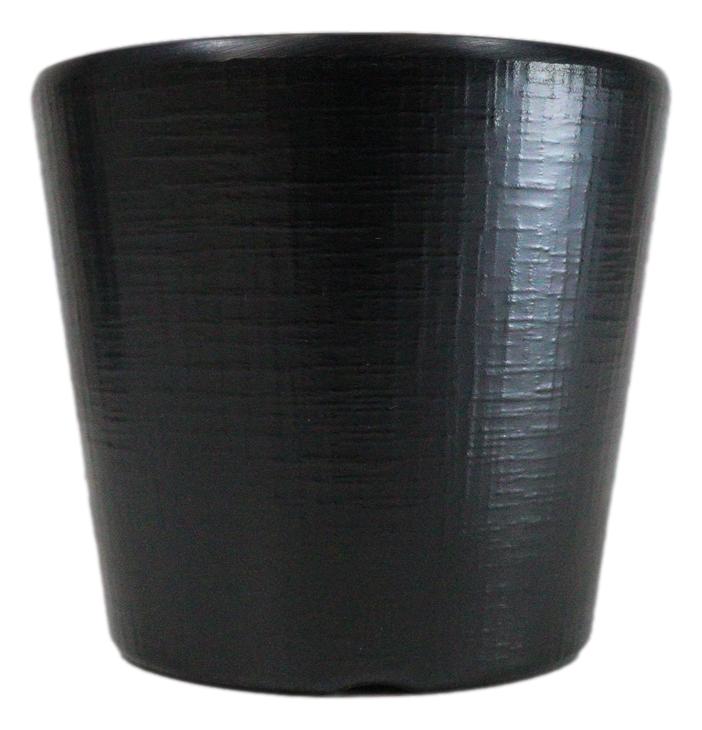 Pack Of 6 Black Silk Melamine Contemporary Ridged Yunomi Tea Cups 8oz