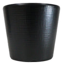 Pack Of 6 Black Silk Melamine Contemporary Ridged Yunomi Tea Cups 8oz