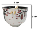 Lucky Cat Maneki Neko Sakura Festival Porcelain Ramen Bowl With Chopsticks Set