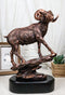 Ebros Gift Country Wildlife Animal Taxidermy Bighorn Sheep Ram Climbing on Sloping Rock Statue with Trophy Base 12" H Bronze Electroplated Resin Figurine Cabin Lodge Cottage Themed Decor Accent