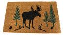 Rustic Western Moose Deer Scenic Pine Forest Coir Fiber Floor Mat Doormat 30X18