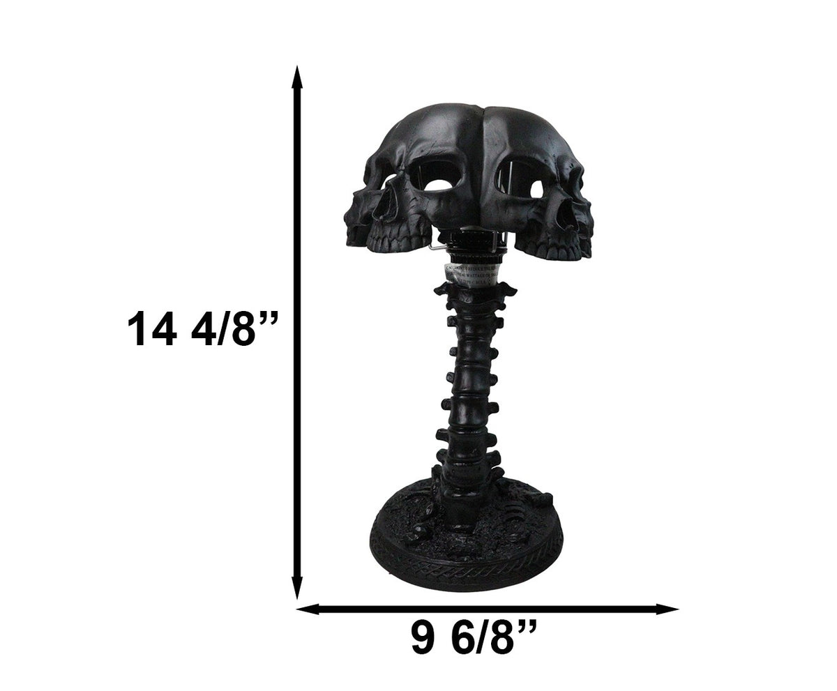 Ebros Black Evil Skulls Shade With Bone Skeleton Spine Column Table Lamp