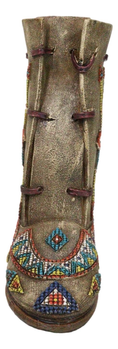 Southwestern Tribal Native Arrows Indian Moccasin Faux Leather Boot Vase Decor