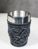 Set Of 2 Gothic Fantasy Moon Voyage Of The Dragon Celtic Knotwork Shot Glasses