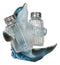 Ocean Marine Blue Dolphin Riding Sea Waves Salt And Pepper Shakers Holder Set