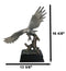 Electroplated Pewter Silver Bald Eagle With Open Wings Soaring Over Tree Statue