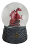 Fantasy Celtic Quadrilateral Knotwork Red Volcano Dragon Water Globe Figurine