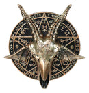 Pentagram Sabbatic Goat Baphomet Masque Ornament On Pole Stand Or Wall Sculpture
