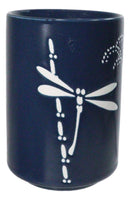 Blue Dragonfly Yunomi Japanese Tea Cups Set of 6 Reactive Glaze Ceramic 10 oz
