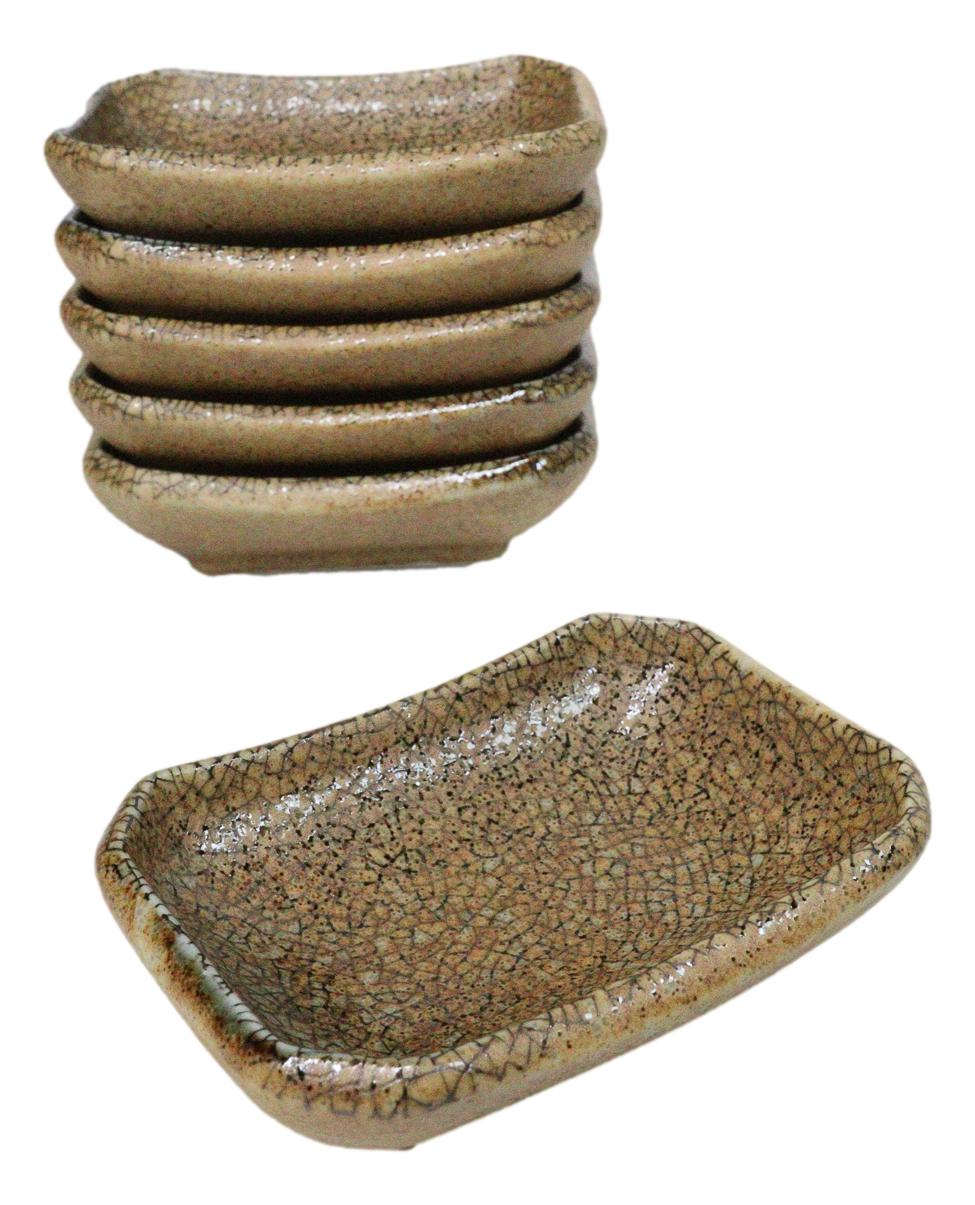 Set Of 6 Japanese Sunaji Kairagi Earth Sky Porcelain Condiment Sauce Dishes 2oz