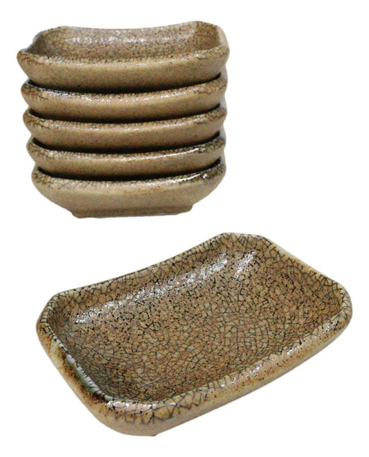 Set Of 6 Japanese Sunaji Kairagi Earth Sky Porcelain Condiment Sauce Dishes 2oz