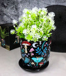 Wicca Witchcraft Magic Dark Forest Mushroom Ceramic Planter Pot With Saucer Set