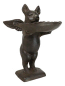 Cast Iron Rustic Western Butler Flying Winged Pig Carrying Leaf Jewelry Dish