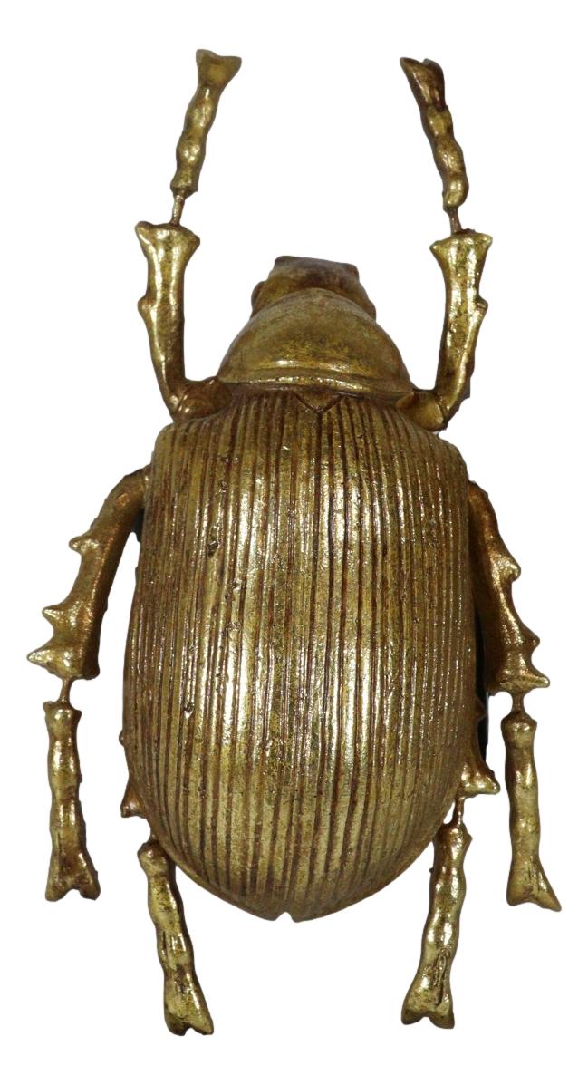 Ebros Large Gold Leaf Resin Scarab Dung Beetle Wall Sculpture Or Table Decor