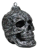 Set of 4 Day Of The Dead Faux Gunmetal Silver Tribal Tattoo Skull Tree Ornaments