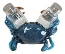 Nautical Ocean Marine Blue Crab Salt And Pepper Shakers Holder Figurine Set