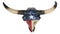 Southwest Longhorn Cow Steer Skull With Texas Lone Star State Flag Plaque