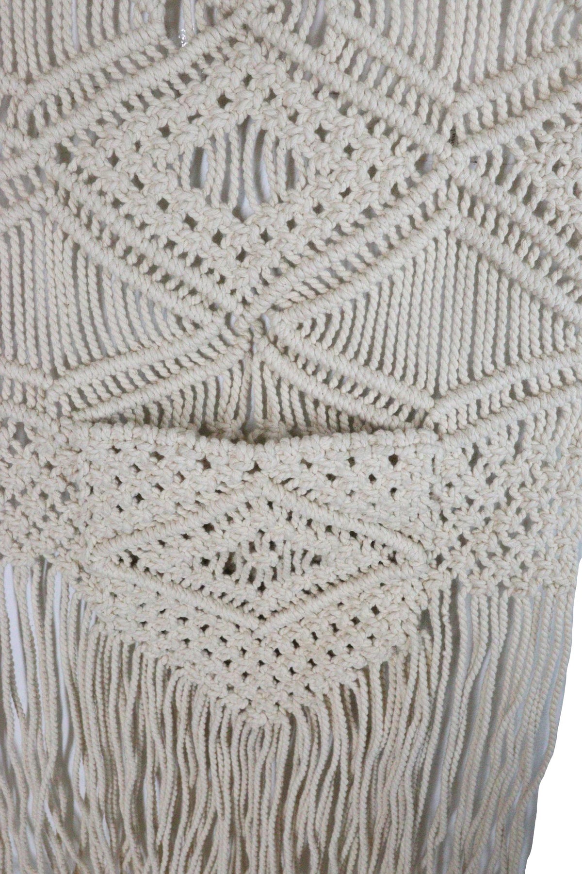 Boho Hand Woven Cotton Macrame Tapestry With Center Pocket & Tassels Wall Decor