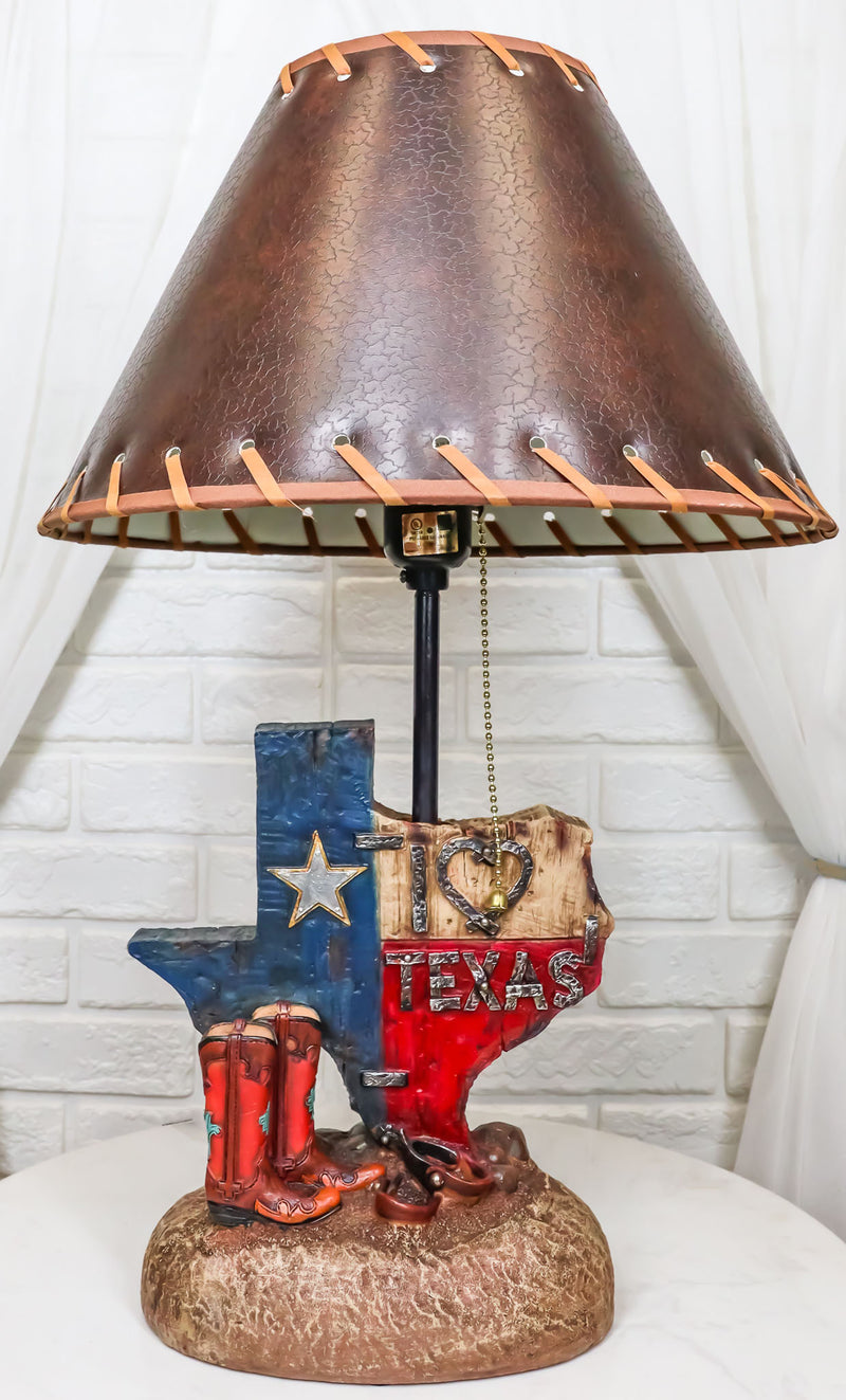 Rustic Western Patriotic I Heart Texas State Map With Cowgirl Boots Table Lamp