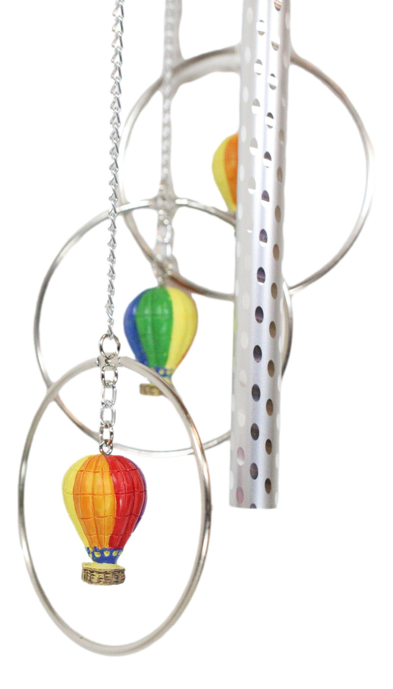 Colorful Hot Air Balloons Aircraft With Wicker Baskets Wind Chime Figurine