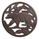 Cast Iron Western Rustic Black Bear By Tree Branches Decorative Table Trivet