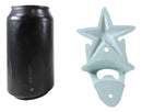 Set Of 2 Cast Iron Rustic Beach Blue Marine Sea Star Starfish Wall Bottle Opener