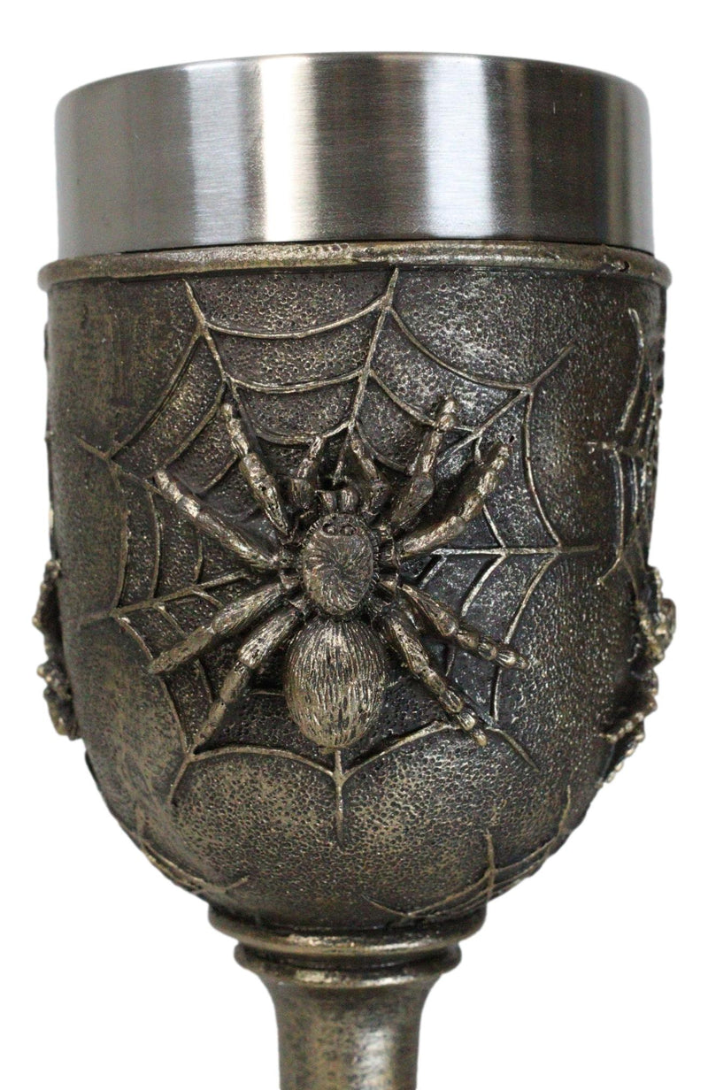Halloween Spooky Creepy Crawler Arachnid Spider On Web Wine Goblet Chalice