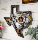 Rustic Western Lone Star Texas Map 4 Cowboy Revolver Guns With Ropes Wall Decor