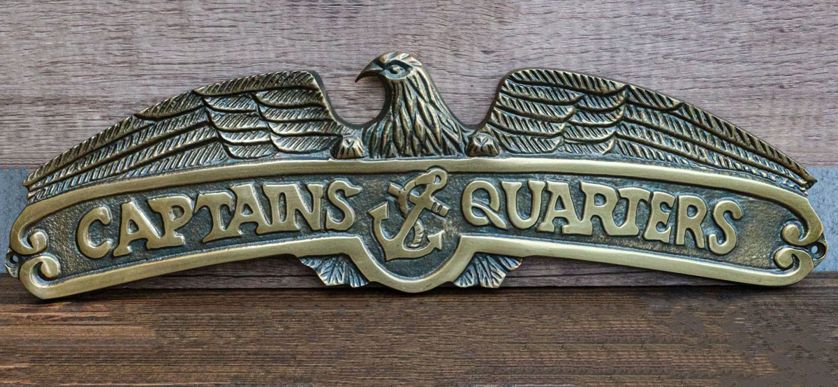 Nautical Marine Captains Quarters Eagle Sailor Anchor Aluminum Wall Decor Plaque - Ebros Gift