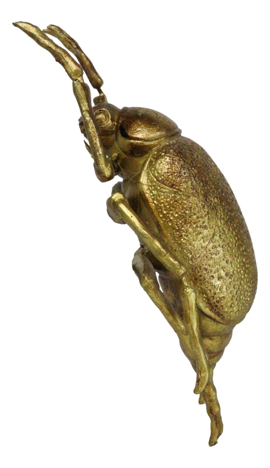 Modern Chic Gold Leaf Carpet Beetle Resin Wall Sculpture Or Table Decor