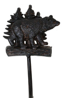 Cast Iron Rustic Cabin Bathroom Black Bear By Pine Trees Hand Towel Ring Holder