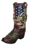 Rustic Western USA Flag Military Cross Olive Branch Cowboy Boot Vase Planter