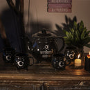 Wicca Sacred Moon And Stars Witches Brew Black Cauldron Teapot And 4 Cups Set