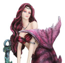 Siren Mermaid Sitting By Sunken Ship Anchor Skull Corals Ocean Graveyard Statue