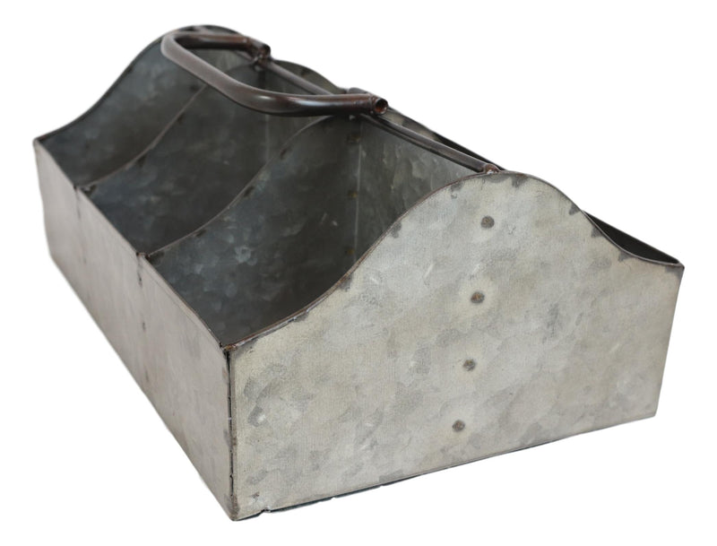 Farmhouse Galvanized Metal Rustic 6 Slots Wine Bottle Holder Basket With Handle