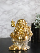 Golden Maitreya Laughing Buddha Bodhisattva Figurine Prosperity Wealth Happiness