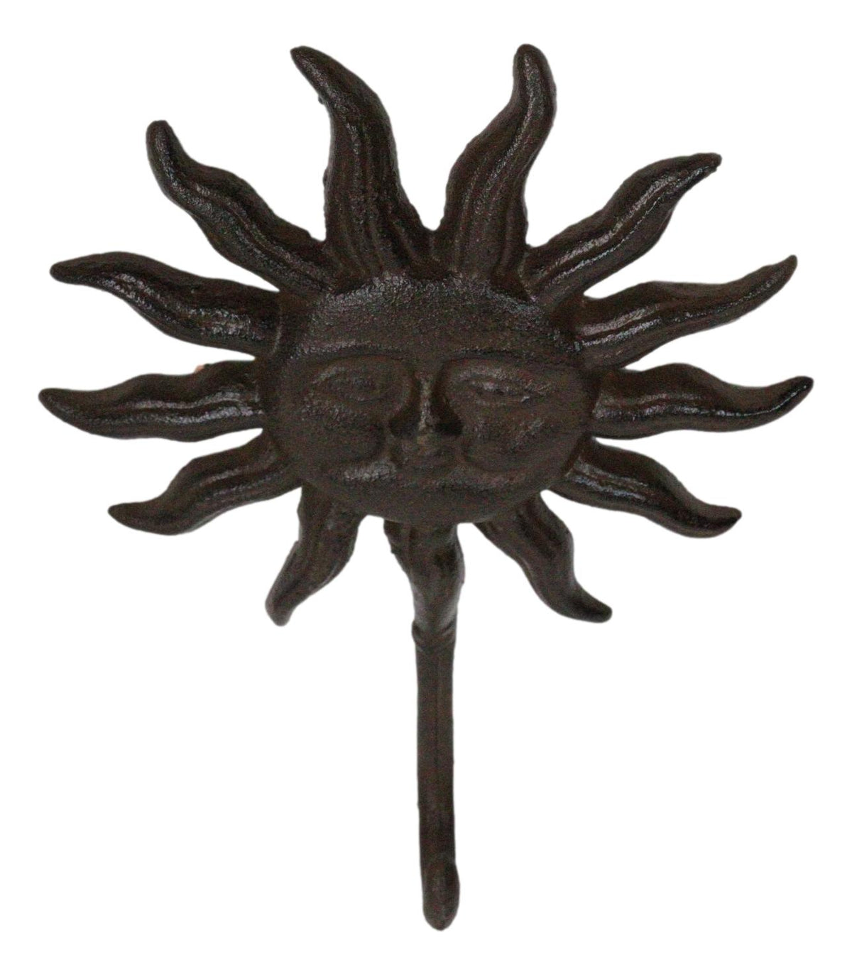 Pack Of 2 Rustic Cast Iron Belenos Helios Radiant Sun God Wall Hook Sculptures