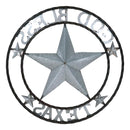Large 24"D Rustic Western Star God Bless Texas Galvanized Metal Wall Circle Sign