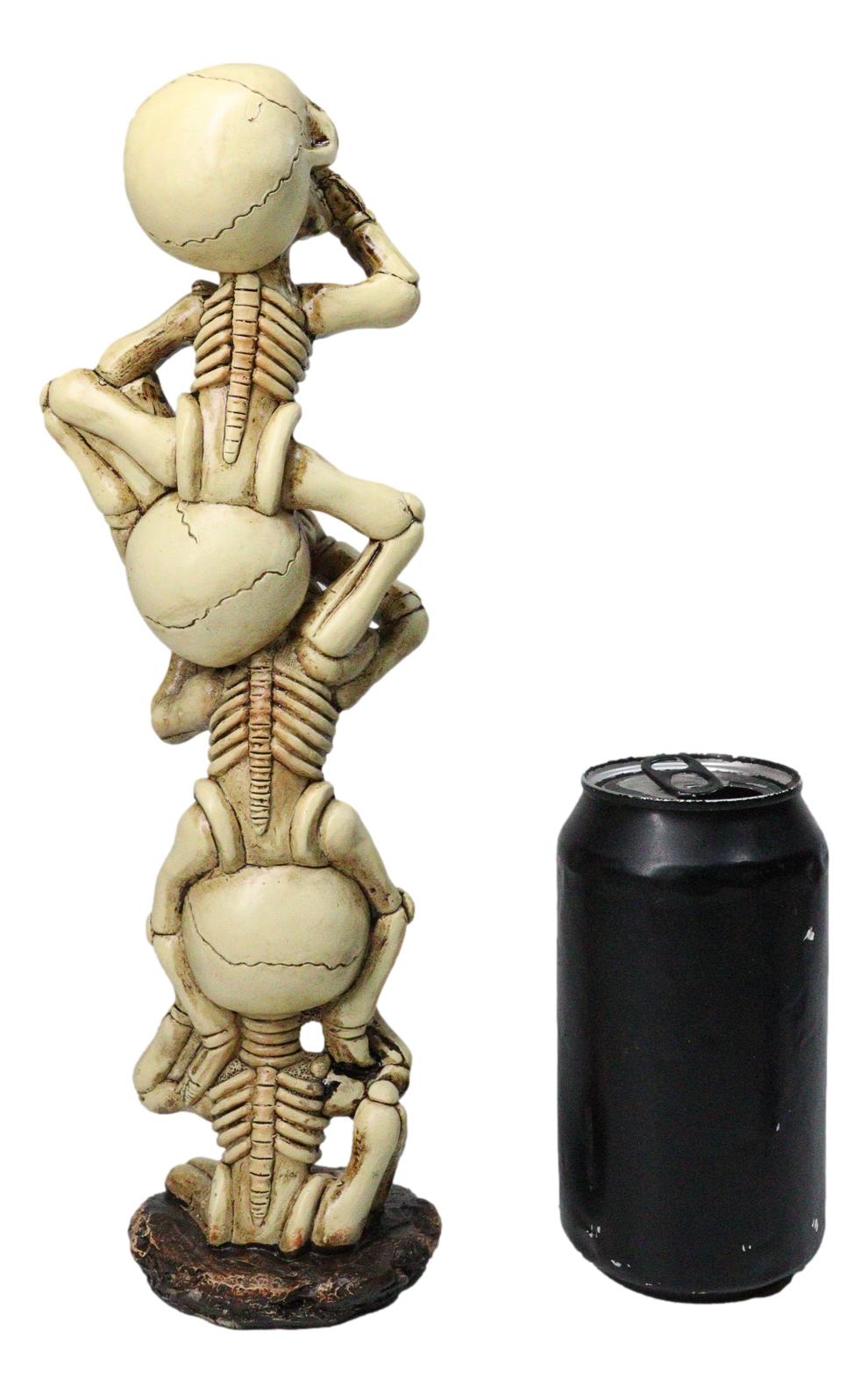 See Hear Speak No Evil Skeleton Figurine Stacked Acrobatic Gothic Wise Skeletons