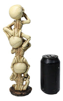 See Hear Speak No Evil Skeleton Figurine Stacked Acrobatic Gothic Wise Skeletons