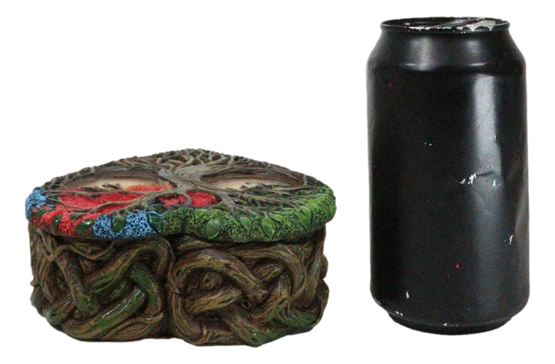 Sacred Tree of Life Yggdrasil With Dendritic Roots Colorful Heart Trinket Box