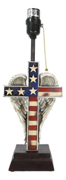 Country Rustic Western Old Faithful American Flag Silver Angel Wings Table Lamp
