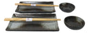 Hakumu Grey Porcelain Sushi Plates Sauce Dishes Chopsticks Dinnerware Set For 2