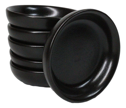 Pack Of 6 Ceramic Kokuyo Black Soy Sauce Oil Condiment Round Dishes Bowls 1.5oz