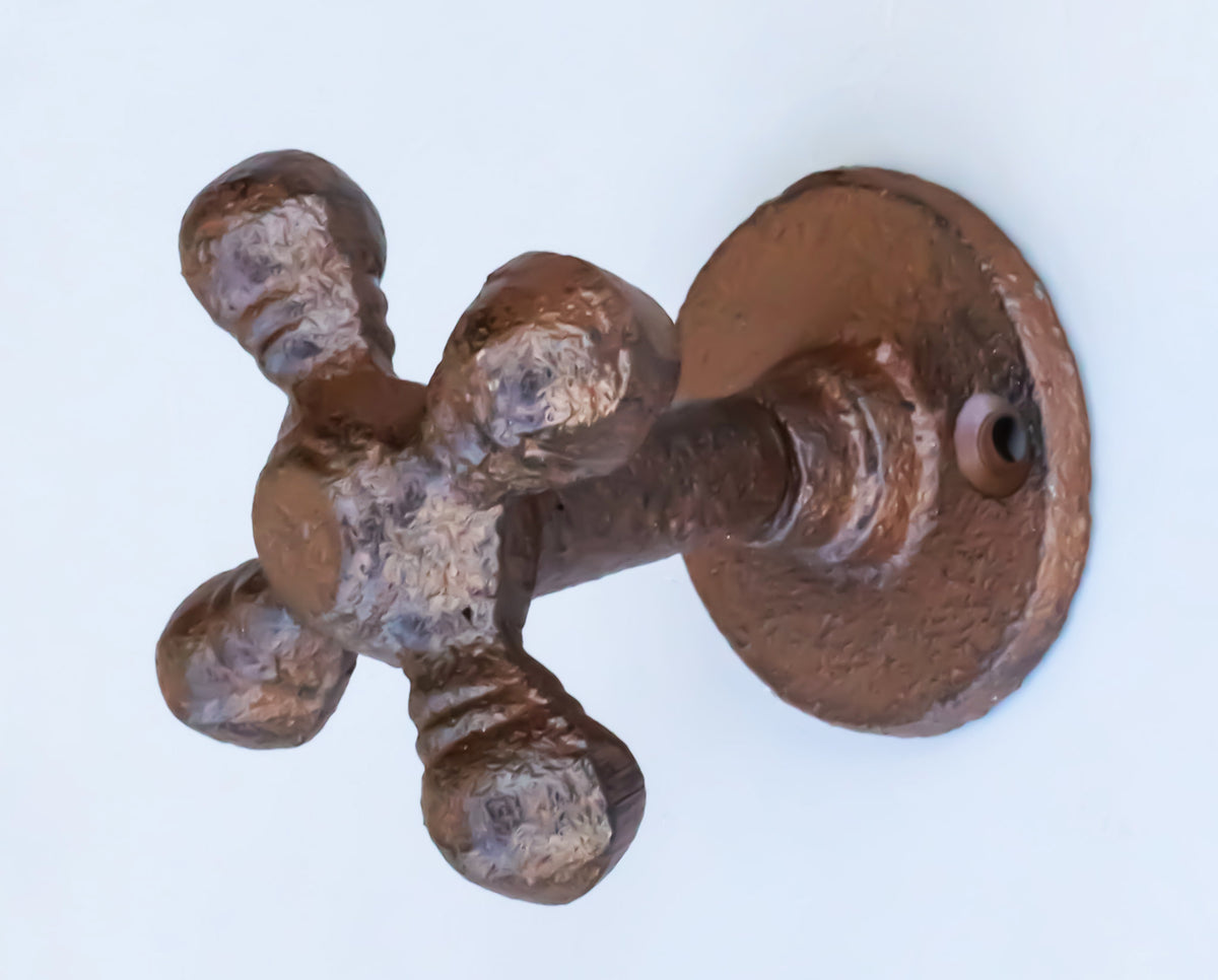 Pack Of 2 Cast Iron Vintage Rustic Farmhouse Cross Handle Sink Faucet Wall Hooks