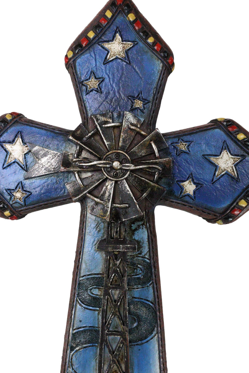 Rustic Country Windmill By Cottage Barn Home With Starry Night Skies Wall Cross