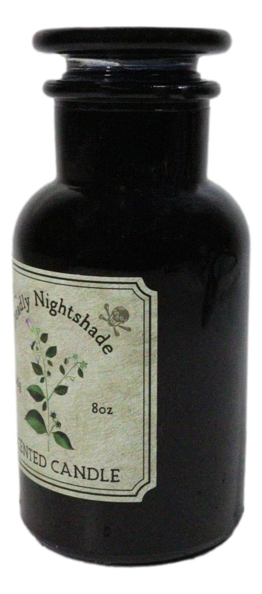 Ebros Deadly Nightshade Scented Candle Black Glass Apothecary Jar 8 Oz