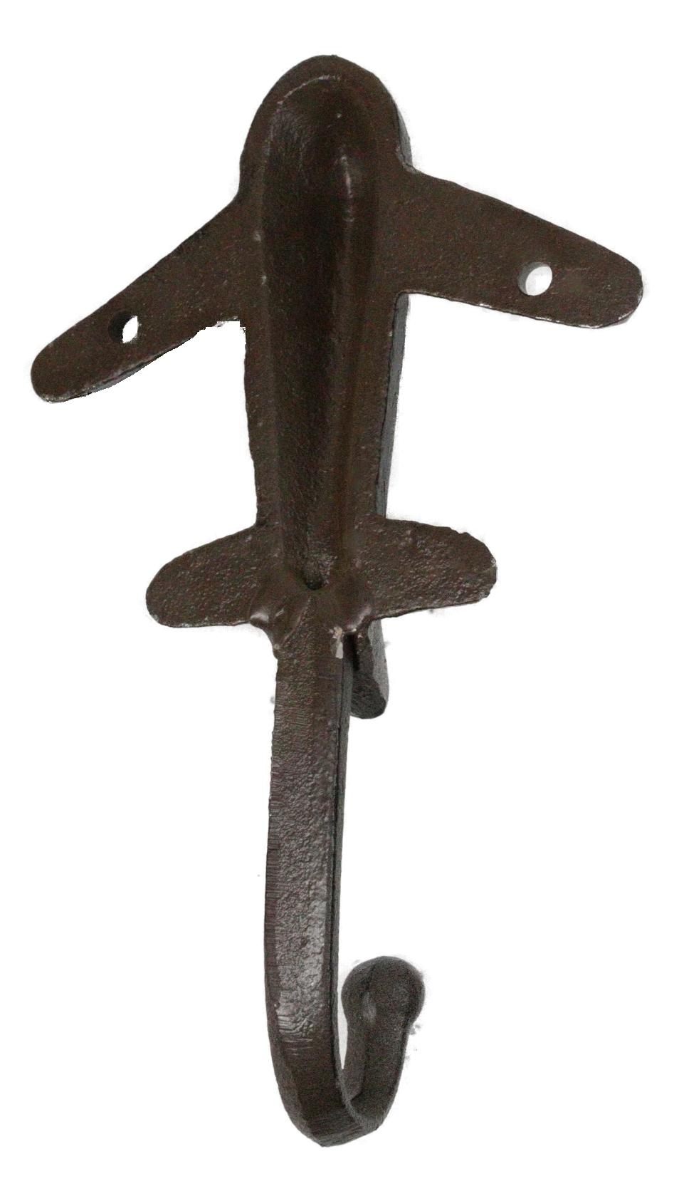 Pack of 2 Cast Iron Aeronautical Pilot Airplane Plane Air Craft Wall Hooks 6"H - Ebros Gift